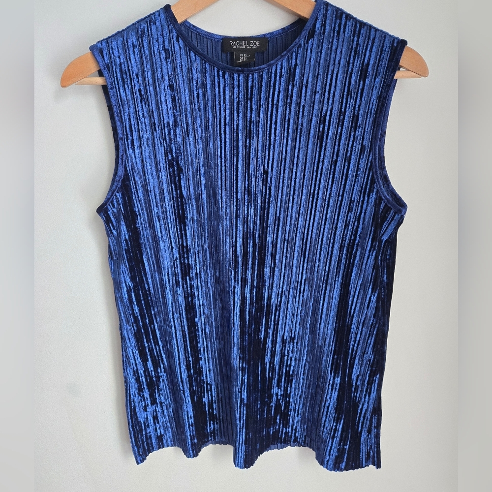 RACHEL ZOE Blue Velvet Sleeveless Top